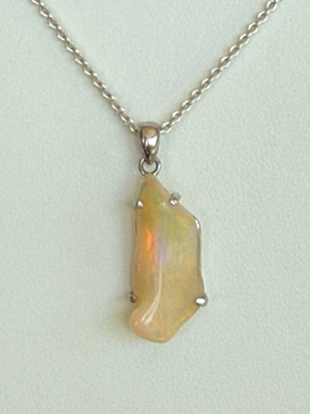 Sterling Silver Opal Pendant  - Iridescent Multi-Color